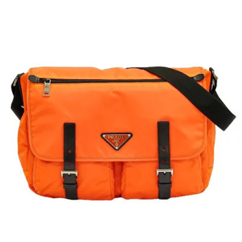 Prada Vela Messenger Crossbody Bag Pochette Orange